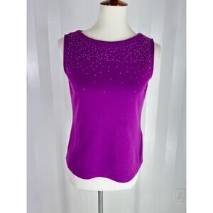 CASUAL CORNER ANNEX Women’s Purple Studded Sleeveless Top Sz MP
